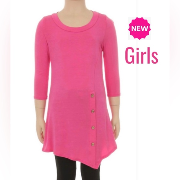 S/M/L/XL NEW Girls High Low Pink Boutique Dress or Long Tunic Top - Picture 6 of 8